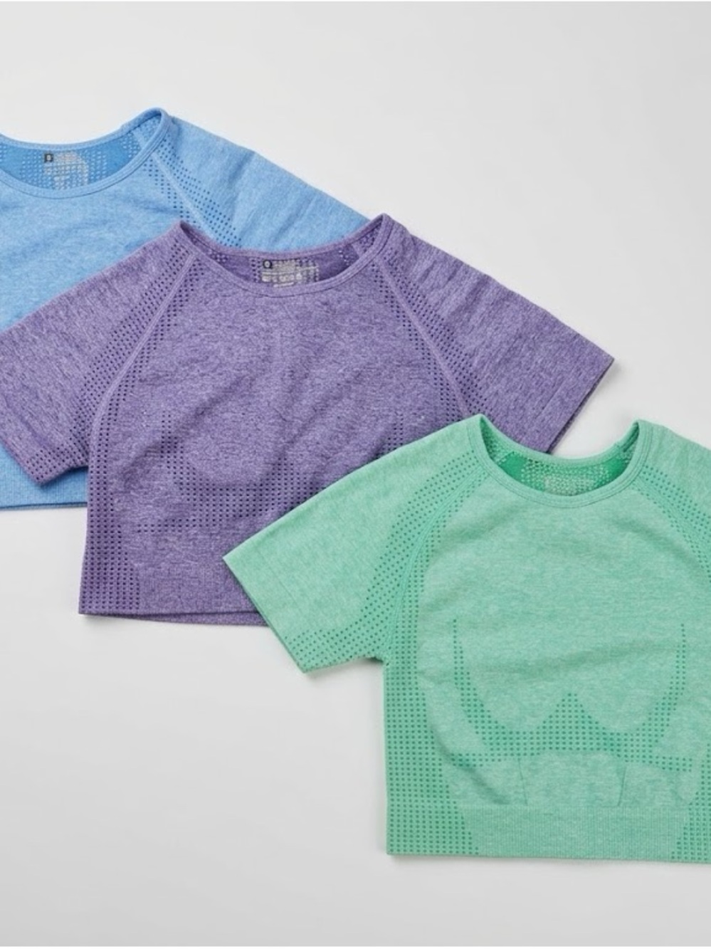 Seamless Active Crop Top - Purple, Mint & Light Blue